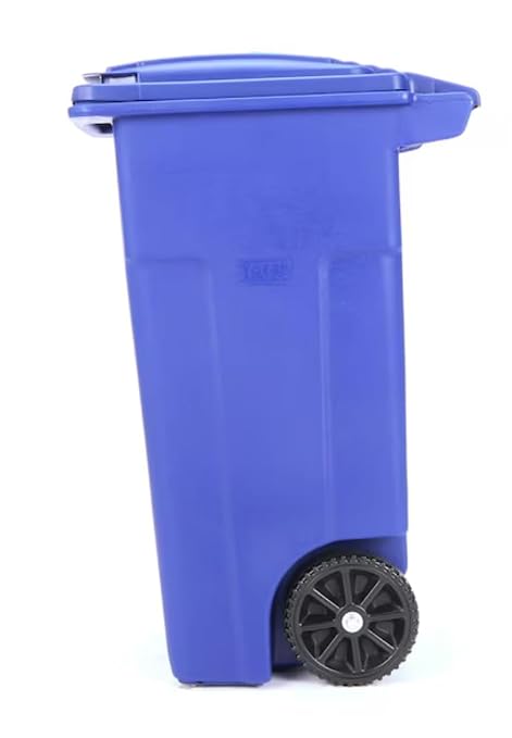 32 Gallon Blue Wheeled Recycling Trash Can - Image 3