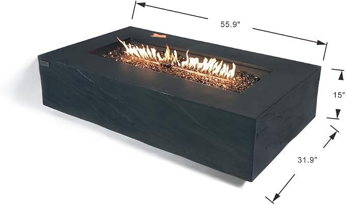 Elementi+ | Bundle Cape Town Gas Fire Pit Cast Concrete 56" Rectangular Fire - Image 2