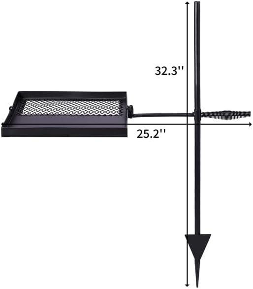 Folding Swivel Campfire Grill, Portable 2-in-1 Cooking Grate & Grill Pan - Image 2