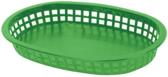 TrueCraftware- 10-3/4" Oblong Fast Food Basket Green Plastic Set of 12- Fry - Image 2