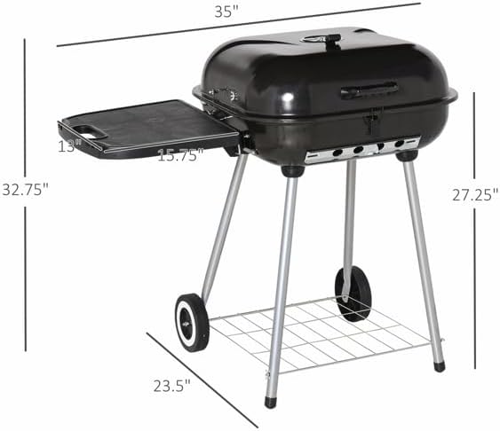 Portable Charcoal Grill with Wheels, 21-Inch BBQ Kettle Grill with Foldable - Image 4