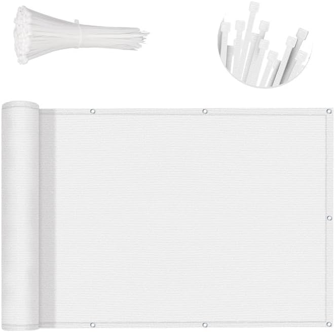 SUNNY GUARD 3FTx16FT White Balcony Privacy Screen Fence, Apartments Railing by SUNNYGUARD