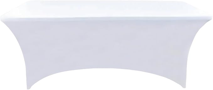 2-Pack 6ft White Spandex Table Covers - Image 8