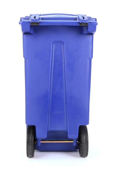 32 Gallon Blue Wheeled Recycling Trash Can - Image 4