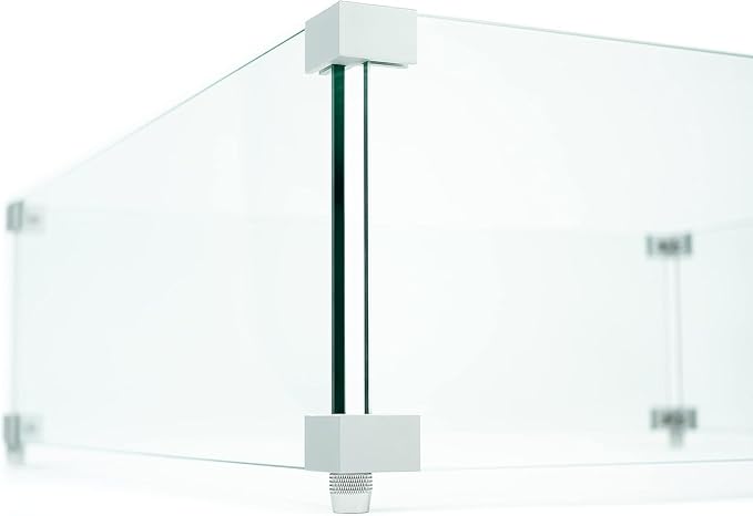 AMS Fireplace | Fire Pit Table Square/Rectangular Tempered Glass Wind - Image 3