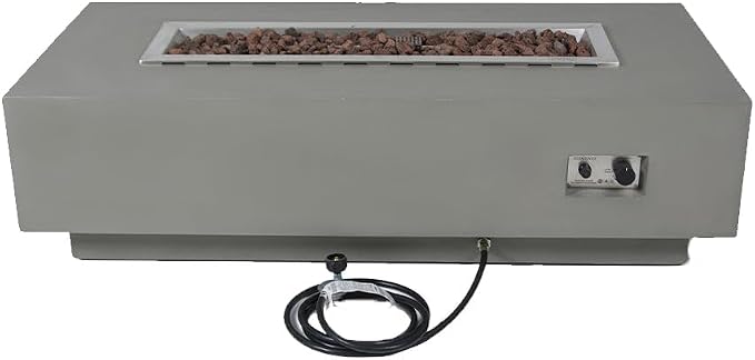 Granville Concrete Fire Pit 60" x 27" Outdoor Patio Firepit Includes Lava Rocks - Image 9