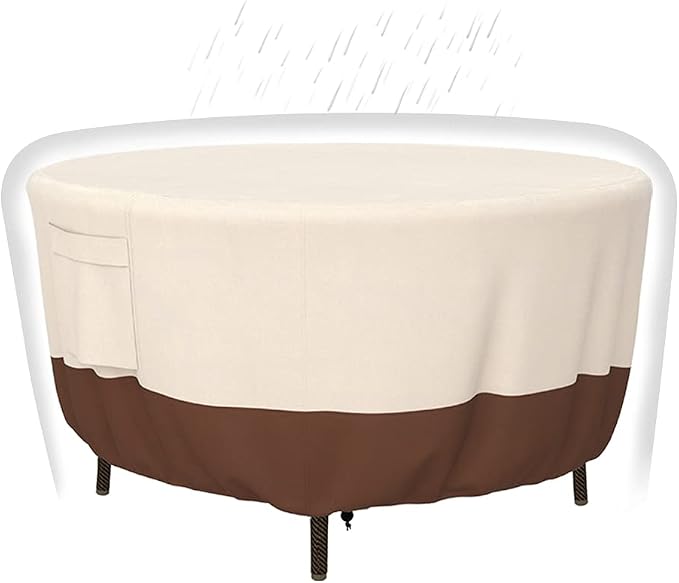 Tuyeho Patio Table Cover, Heavy Duty Round, Outdoor Dining & Coffee Table Cover by Tuyeho