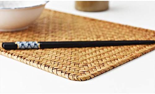 12 Pack Rectangular Woven Placemats, Rattan Wicker Table Mats, Natural Seagrass - Image 4