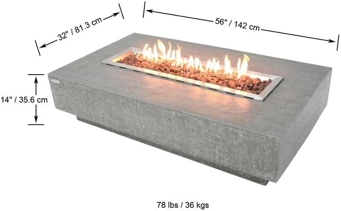 Elementi | Bundle Hampton Gas Fire Pit Cast Concrete 56" Rectangular Fire Table - Image 2