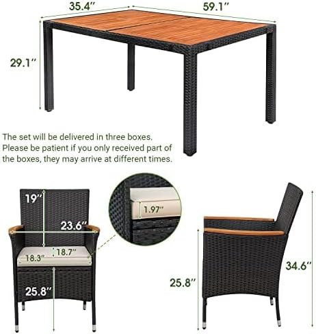 Devoko Dining 7 PCS Furniture, Patio Conversation Set - Image 9