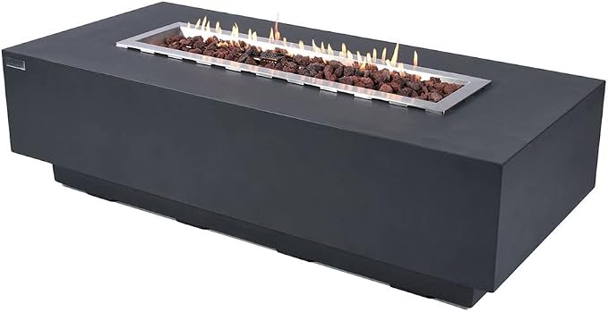 Elementi | Granville Gas Fire Pit Cast Concrete 60" Rectangular Fire Table - Image 8