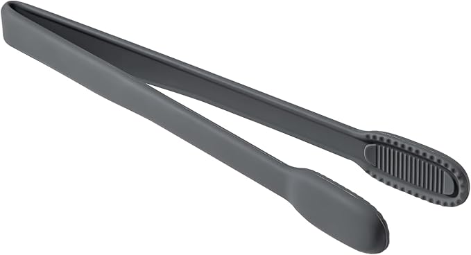 Tongs with Silicone Tips, Dark Gray, 9.25 Inch Kitchen Use