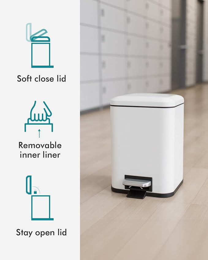 Bathroom Trash Can with Lid, 6 Liter / 1.6 Gallon Small Trash Can with - Image 4