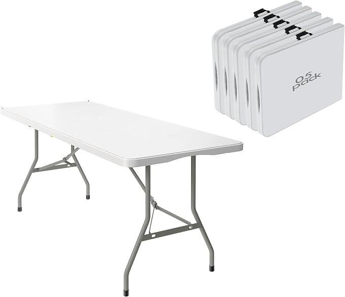 5 Pack of 6 Foot Foldable Table by VISTACASA