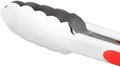 Kitchen Tongs, 304 Stainless Steel with Locking Clip in Red