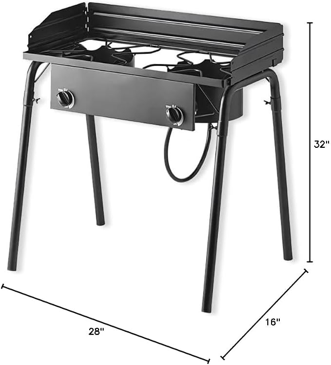 32" Gas Stove with Hose Guard, Steel Heavy Duty Double Burner Outdoor Patio - Image 3