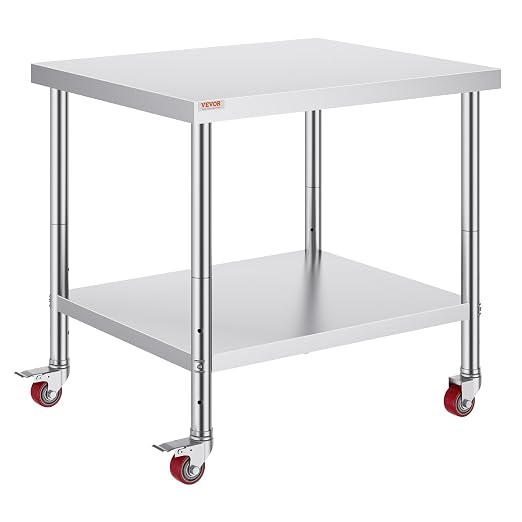 Vevor 30x36x34 Inch Stainless Steel Work Table 3-Stage Adjustable Shelf - Image 12
