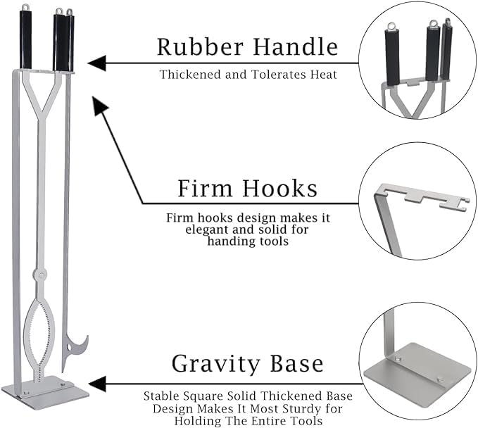 Stainless Steel Fire Pit Tools Set - Image 2