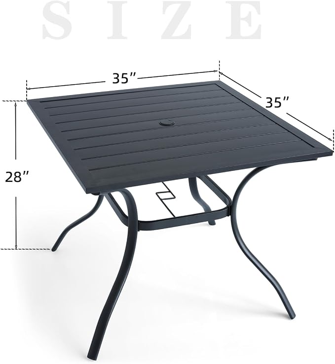 Patio Dining Square Table Outdoor Steel Table - Image 3