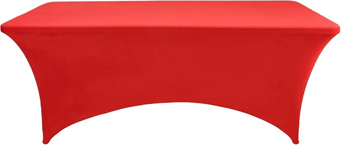 2-Pack 8ft Red Spandex Table Covers - Image 7