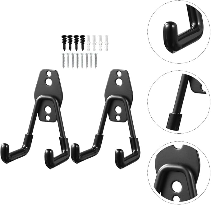 Heavy Duty Metal Wall Hooks 2Pcs Black Utility Garage Storage Hangers - Image 8