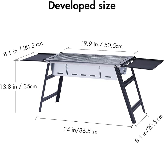 Outdoor Foldable Portable Barbecue Grills Stainless Steel Charcoal BBQ Tool - Image 3