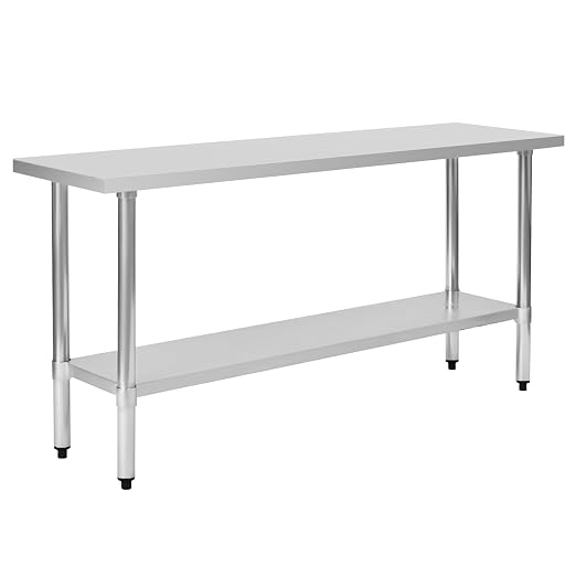Stainless Steel Work Table 18 x 72 Inch, NSF Commercial Prep Table by OKEYOLIVE