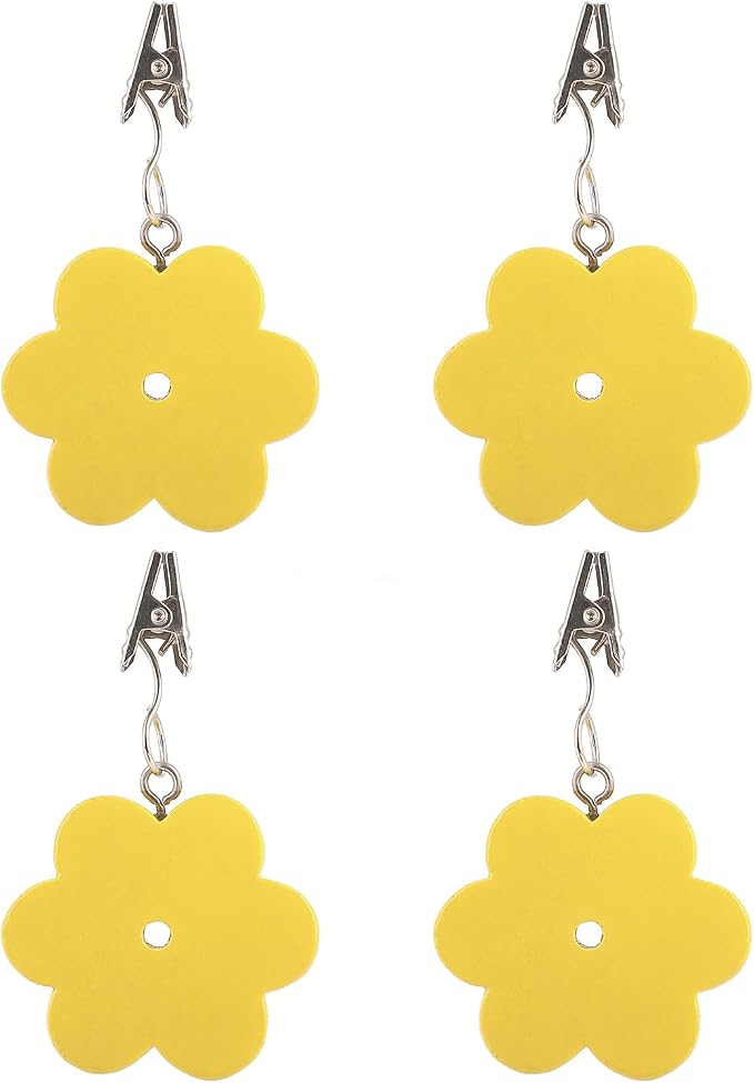 TwoFish Home Set of 4 Yellow Flower Resin Table Cover Tablecloth Weights Clips - Image 3