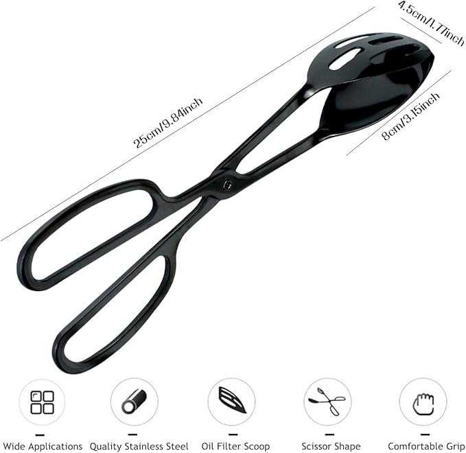 Tongs 2-Pack Black Stainless Steel Buffet Serving Tongs