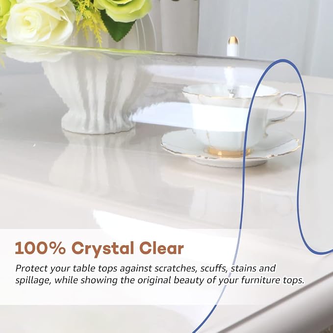 RostiKong Clear Table Cover Protector14x24 Inch Vinyl Desk Pad Mat Blotter on - Image 4