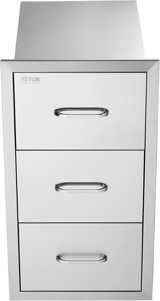 VEVOR Outdoor Kitchen Drawers 16" W x 28.5" H x 20.5" D, Flush Mount Triple - Image 11