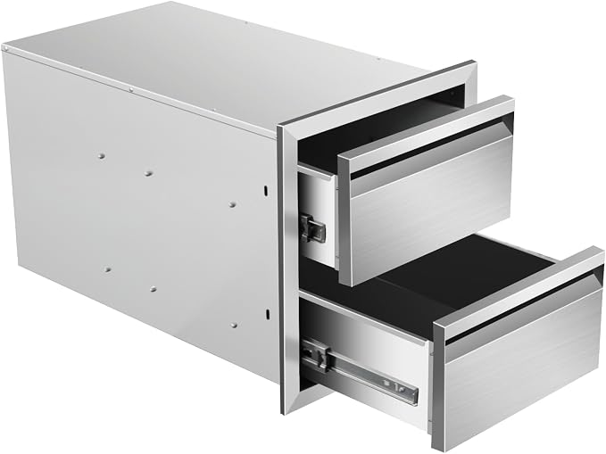 Outdoor Kitchen Drawers 14" W x 15" H x 23" D Stainless Steel Double Drawers by Unknown