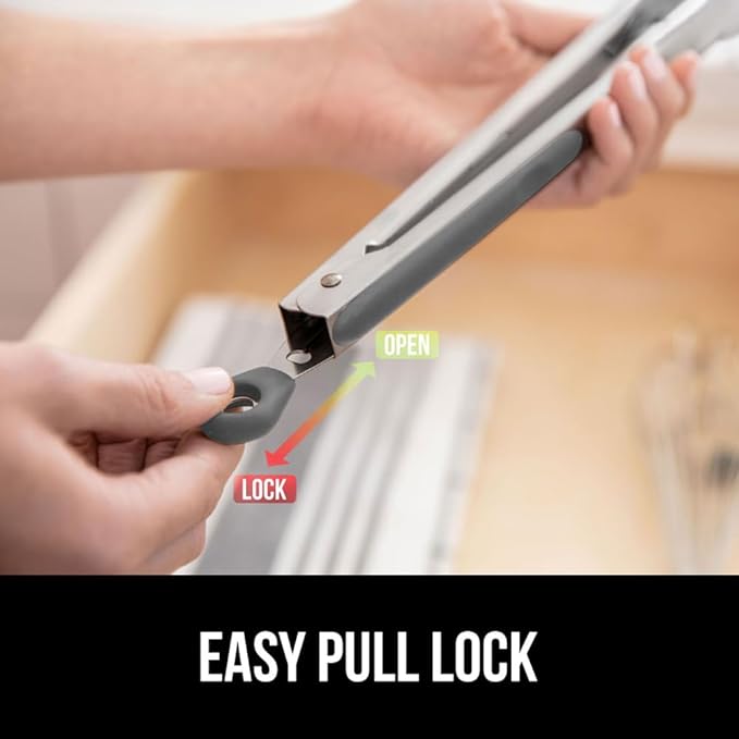 Tongs with Silicone Heads, Stainless Steel Build, Gray