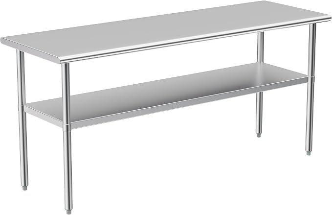 Stainless Steel Table for Prep & Work, 24x72 Inches, NSF Metal Commercial Heavy by Atronor