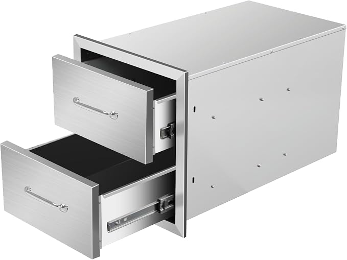 Outdoor Kitchen Drawers 14" W x 15" H x 23" D Stainless Steel Double Drawers by Unknown