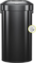 EKO Urban 32 Gallon Round Black Stainless Steel Open Top Waste Bin, Tall by EKO