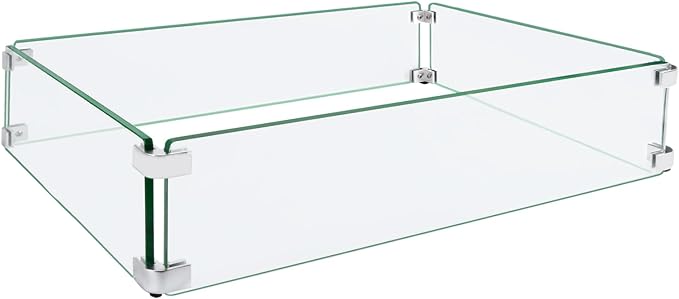 Fire Pit Wind Guard, 31.5"x14.5"x6" Glass Wind Guard by ProtectYourOutdoorProductsforLongerLife