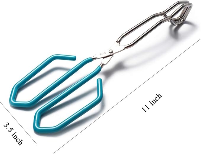 Tongs 11-Inch Stainless Steel Scissor Style, Blue, 2-Piece Set
