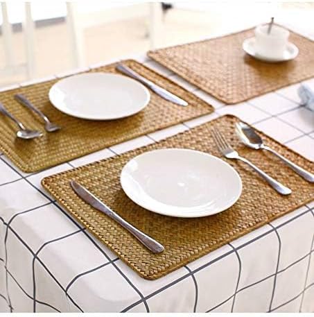 4 Pack Rectangular Woven Placemats, Natural Seagrass Place Mats, Rattan Wicker - Image 8