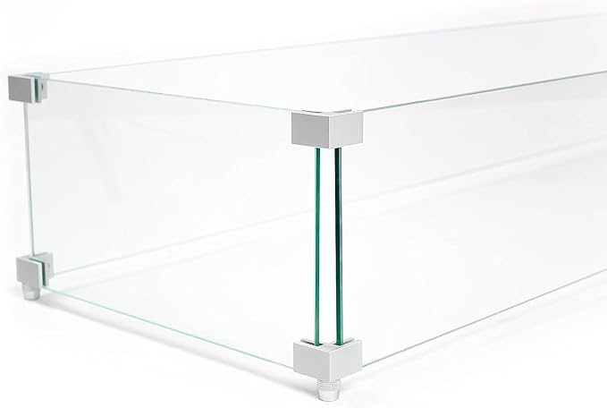 AMS Fireplace | Rectangular Fire Pit Glass Wind Guard - Image 2