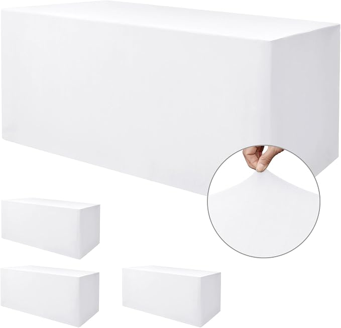 Nasitos White Fitted Table Covers Stretch Spandex by Nasitoshomedecor
