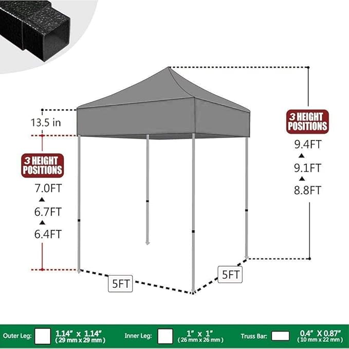 Eurmax USA 5'x5' Pop Up Canopy Tent Commercial Instant Canopies - Image 4