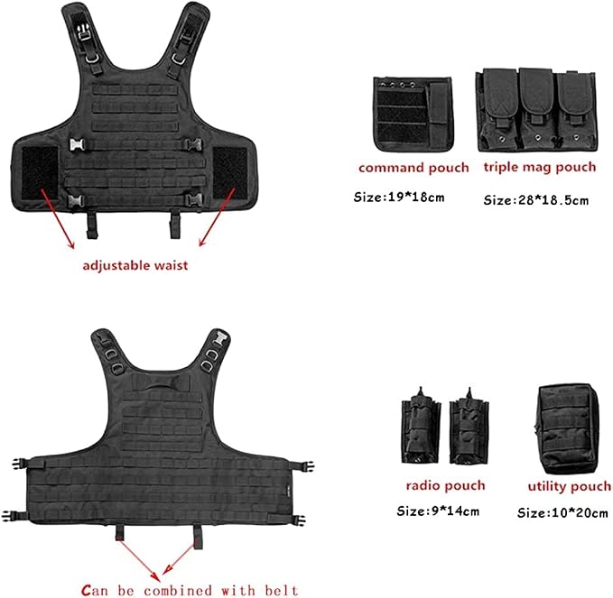 BOMTURN Tactical Airsoft Vest Upgrade Adjustable Modular Paintball Vest Outdoor - Image 3