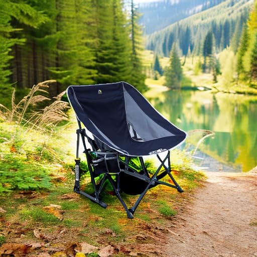 Folding Rocking Camp Chair, Indigo Blue with Steel Frame and Carry Bag