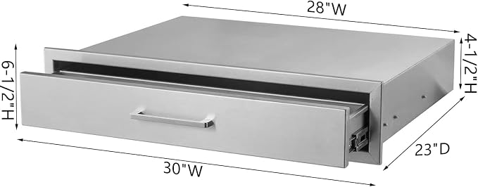 Outdoor Kitchen Single Drawer 30" Stainless Steel BBQ Single Drawer -30" W x - Image 3