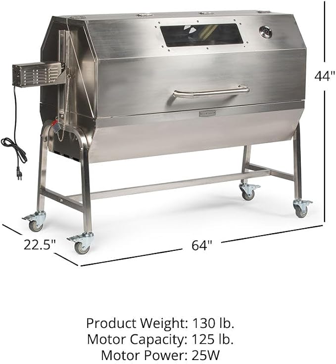 Ash & Ember 25 Watt Stainless Steel BBQ Rotisserie Grill, Rated 125 LB - Image 7