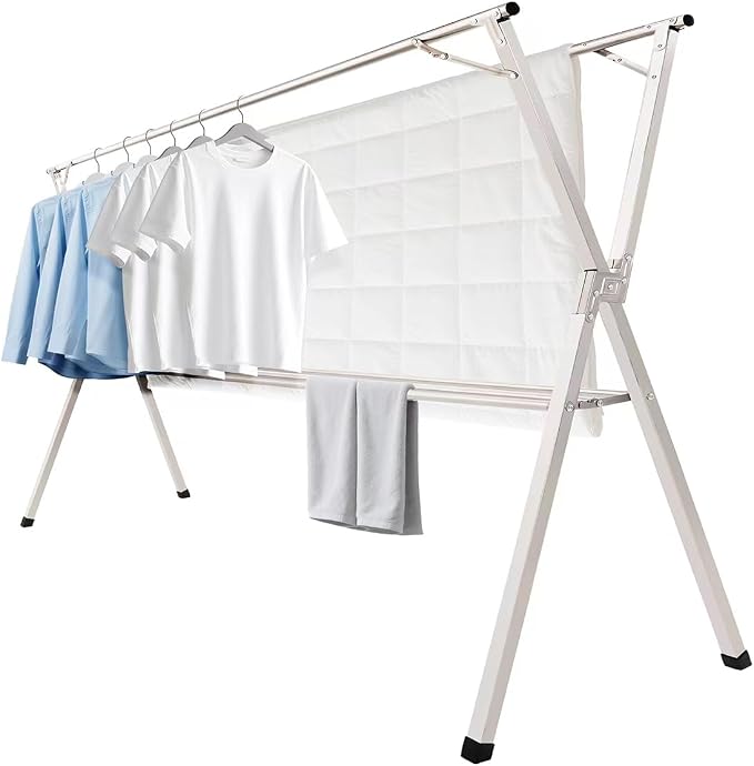 79 inches Foldable Clothes Drying Rack, Heavy Duty Stainless Steel Laundry by shengshi