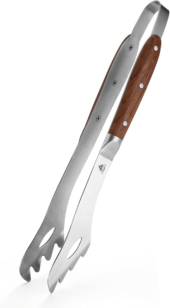 GRILLGEN Heavy Duty Rosewood Handle BBQ Grill Tongs, 16.73" Long Premium BBQ by %C2%B7GRILLGEN%C2%B7