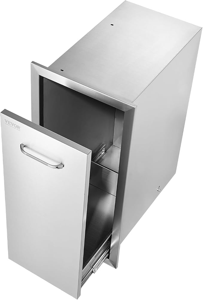 VEVOR Pull Out Trash Drawer 13.4"W x 25.7"H x 19.6"D Lower Sliding Rails Steel - Image 12