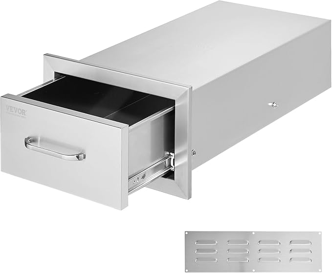 VEVOR 14x8.5 Inch Outdoor Kitchen Drawers Stainless Steel, Flush Mount Double by VEVOR